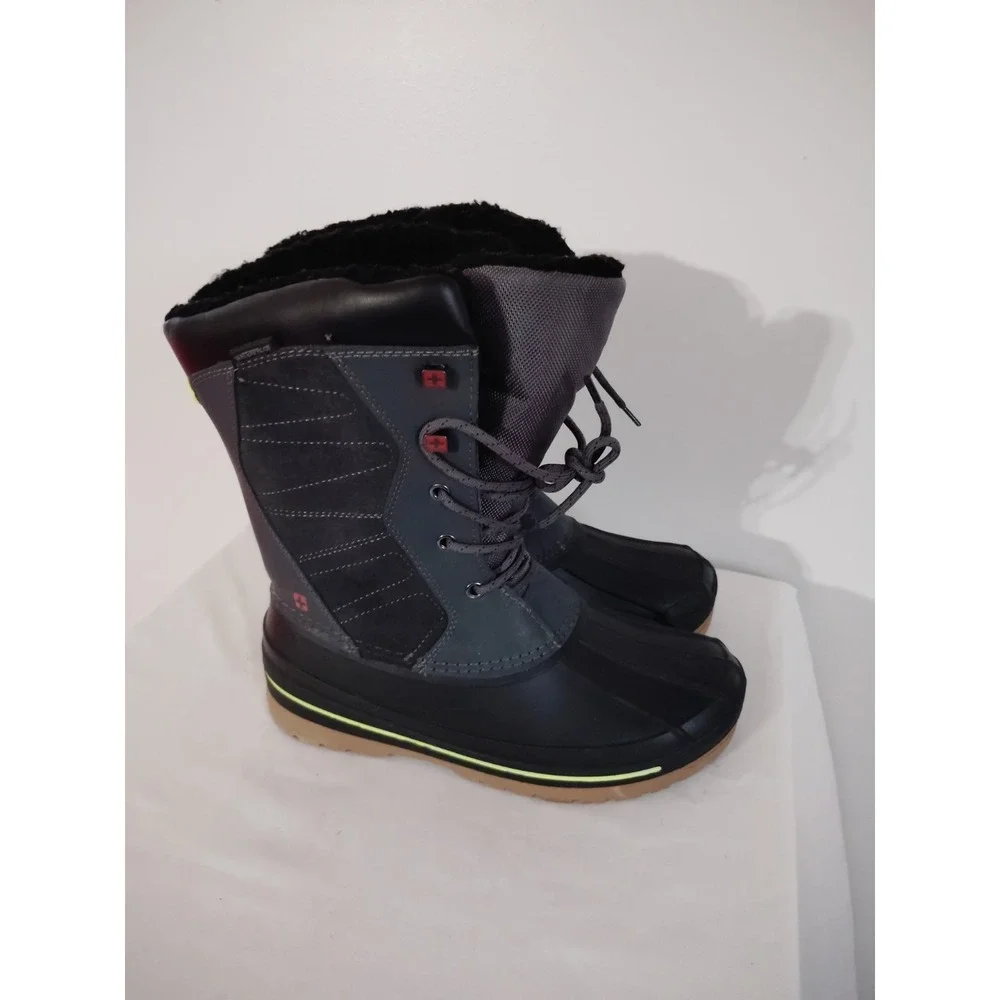 Swiss Tech Snow Winter Duck Boots Thinsulate Fleece Black Gray Memory Foam Boy 5